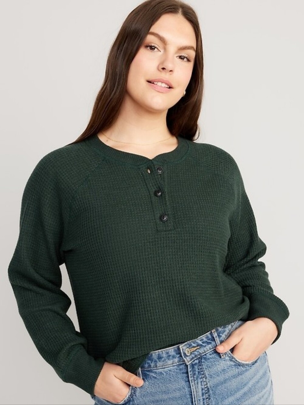 Old Navy Plush Waffle-Knit Henley Top